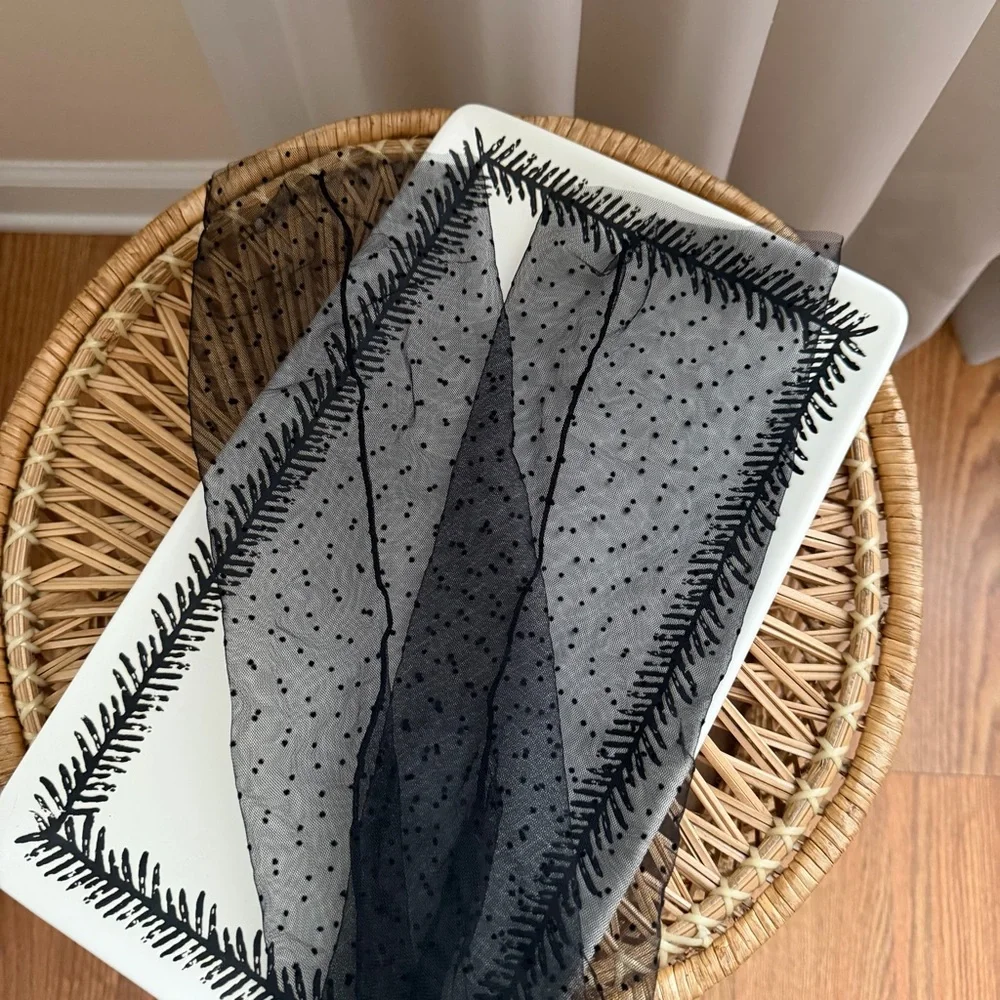 Black Mesh Sheer Polka Dot High Calf Socks - Picture 4 of 5